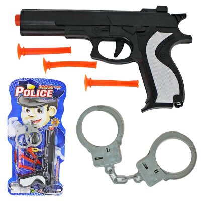 Polizei Pistole Kinder Set inkl. Handschellen und Pfeile