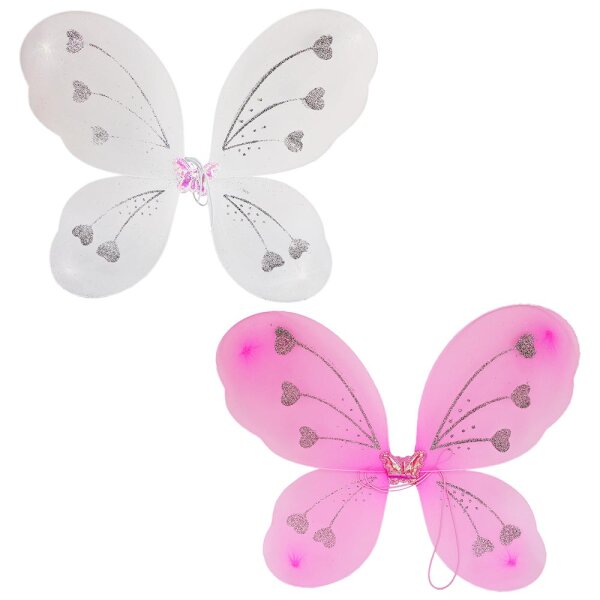Schmetterlingsflügel Kinder Kostüm mit Glitzer-Herzen