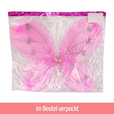 Rosa Schmetterlingsflügel Fasching Kinder - mit Glitzer