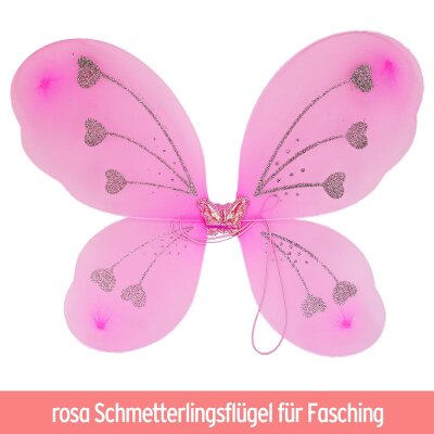 Rosa Schmetterlingsflügel Fasching Kinder - mit Glitzer