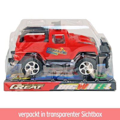 Geländeauto Spielzeug rot mit Friktionsmotor - ca. 16 cm