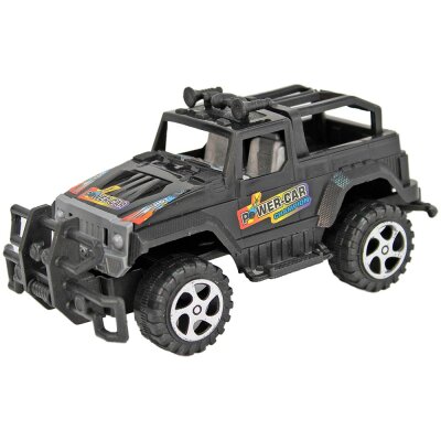 Schwarzes Geländewagen Spielzeugauto mit Friktionsmotor