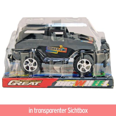 Schwarzes Geländewagen Spielzeugauto mit Friktionsmotor